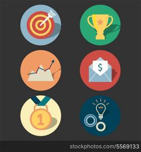 Success concept icons set of target prize medal and achievement isolated vector illustration
