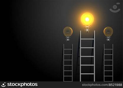 success concept ladder with glowing light bulb