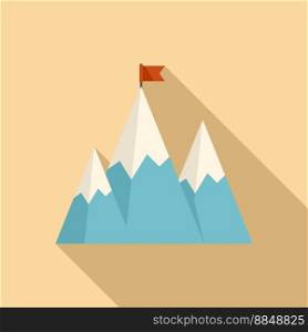 Success flag on mountain icon flat vector. Top career. Peak concept. Success flag on mountain icon flat vector. Top career