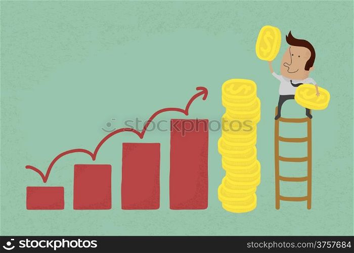 Success metaphor depicted with coins , eps10 vector format