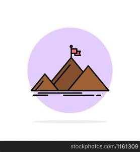 Success, Mountain, Peak, Flag, Abstract Circle Background Flat color Icon