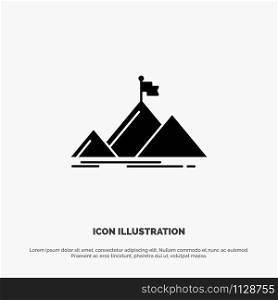 Success, Mountain, Peak, Flag, solid Glyph Icon vector