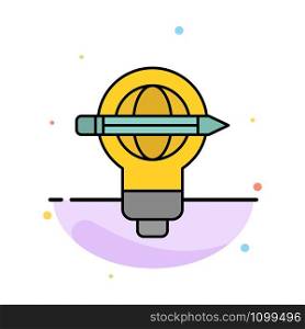 Success, Pen, Globe, Bulb, Light Abstract Flat Color Icon Template