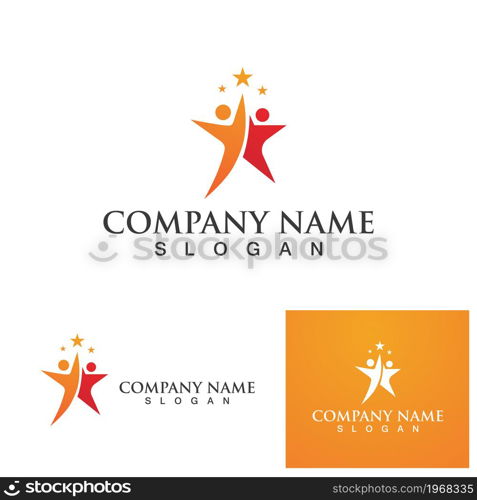 success people star logo vector