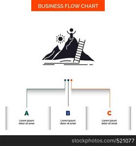 Success, personal, development, Leader, career Business Flow Chart Design with 3 Steps. Glyph Icon For Presentation Background Template Place for text.. Vector EPS10 Abstract Template background