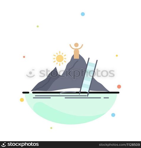 Success, personal, development, Leader, career Flat Color Icon Vector