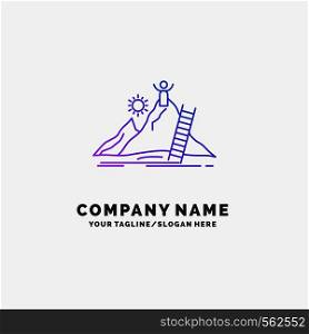 Success, personal, development, Leader, career Purple Business Logo Template. Place for Tagline. Vector EPS10 Abstract Template background