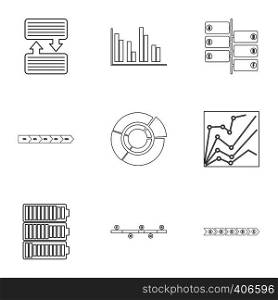 Success statistics icons set. Outline illustration of 9 success statistics vector icons for web. Success statistics icons set, outline style