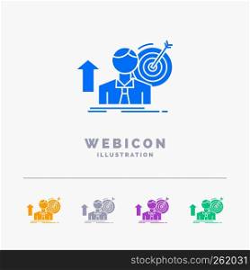 success, user, target, achieve, Growth 5 Color Glyph Web Icon Template isolated on white. Vector illustration