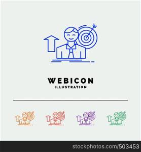 success, user, target, achieve, Growth 5 Color Line Web Icon Template isolated on white. Vector illustration. Vector EPS10 Abstract Template background