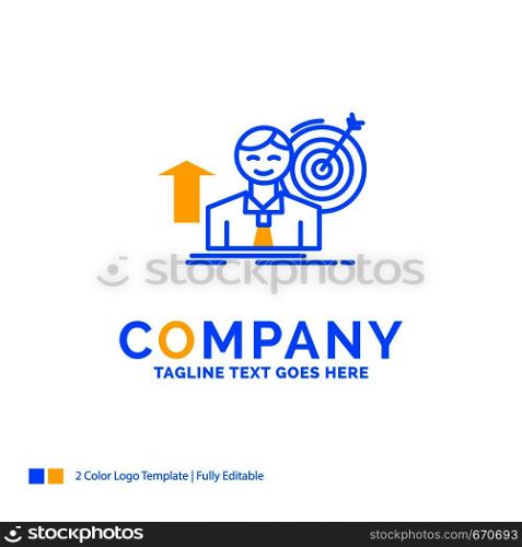 success, user, target, achieve, Growth Blue Yellow Business Logo template. Creative Design Template Place for Tagline.