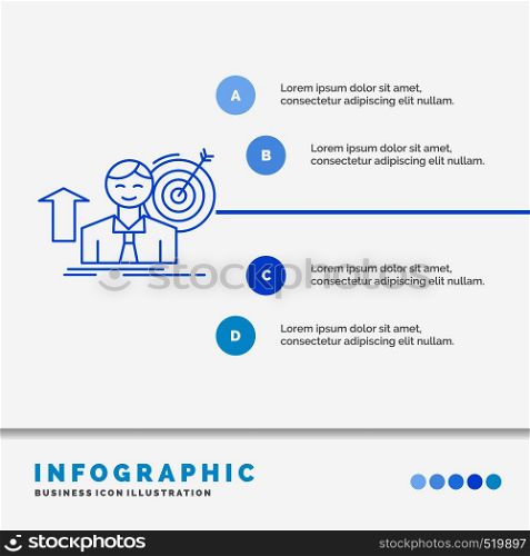 success, user, target, achieve, Growth Infographics Template for Website and Presentation. Line Blue icon infographic style vector illustration. Vector EPS10 Abstract Template background