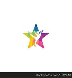 Success vector logo design. Development creative sign. Human abstract silhouette with star symbol.