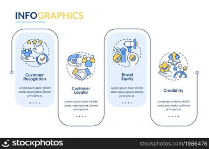 Successful branding vector infographic template. Business presentation outline design elements. Data visualization with 4 steps. Process timeline info chart. Workflow layout with line icons. Successful branding vector infographic template