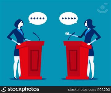 Successful. Business person a speaking at podium. Concept business vector illustration.
