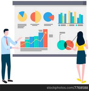 Successful business project presentation, company strategy planning, statistics indicators analysis. Analytics business information. Presenting company financial report. Presentation of start up data. Successful business project presentation, company strategy planning, statistics indicators analysis