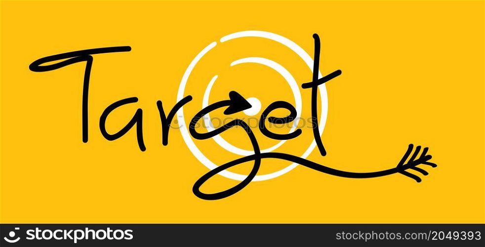 Successful business strategy concept. Arrow symbol, target button. Focus to success, goals, investment. Cartoon vector bullseye pictogram. Motivation and inspiration sport ideas. Targeted strategies.