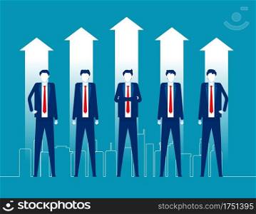 Successful business team standing together. Concept business growth financial arrow stock illustration, Teamwork