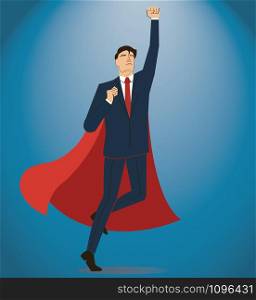 Successful businessman and red cape vector