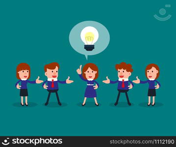 Successful businessman give ideas for another business people. Concept business business vector illustration.