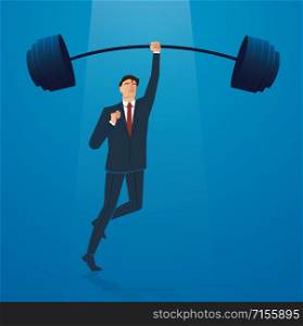 successful businessman weight lifting vector illustration