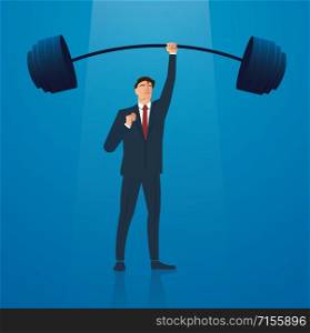 successful businessman weight lifting vector illustration