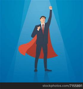 successful businessman with red cape vector