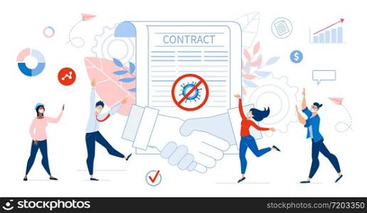 Successful Contract Agreement and Happy People after Covide19 Pandemic. Huge Shaking Businessman Hand. Overjoyed Worker Team Freelancer Group Received Job. Success Deal, Partnership, Employment. Successful Contract Agreement and Happy People