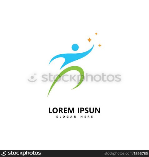 successful people Logo reaching for the stars vector template