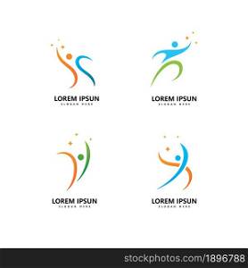 successful people Logo reaching for the stars vector template