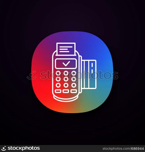 Successful POS terminal transaction app icon. UI/UX user interface. Payment terminal. Web or mobile application. E-payment. Vector isolated illustration. Successful POS terminal transaction app icon