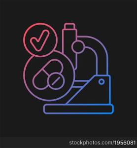 Successful research gradient vector icon for dark theme. Effective clinical trials. Advance drugs to market. Thin line color symbol. Modern style pictogram. Vector isolated outline drawing. Successful research gradient vector icon for dark theme