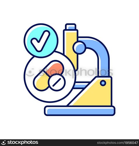 Successful research RGB color icon. Effective clinical trials. Advance drugs to market. Medical biotechnology. Efficiency in drug development. Isolated vector illustration. Simple filled line drawing. Successful research RGB color icon