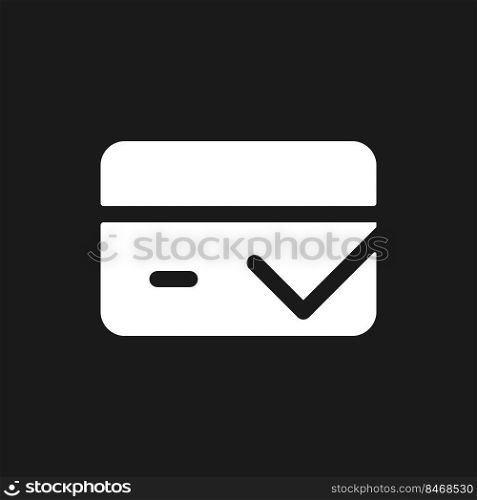 Successful transaction dark mode glyph ui icon. Financial operation. User interface design. White silhouette symbol on black space. Solid pictogram for web, mobile. Vector isolated illustration. Successful transaction dark mode glyph ui icon
