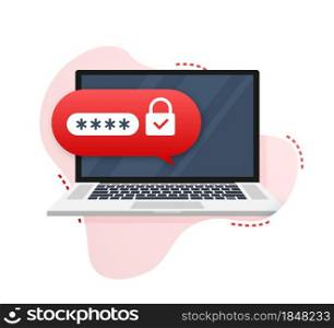 Successful web browser Login page on Laptop Screen with password form. Vector illustration. Successful web browser Login page on Laptop Screen with password form. Vector illustration.