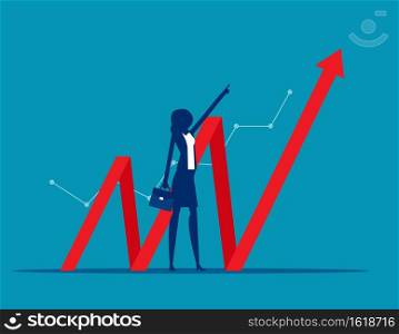 Successful with growth chart and arrows. Flat business vector illustration design.