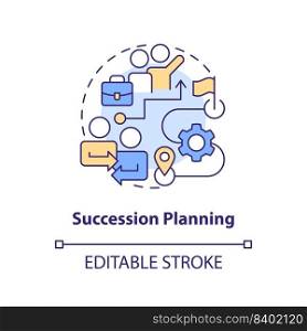 Succession planning concept icon. Existing employees development. IT staffing model abstract idea thin line illustration. Isolated outline drawing. Editable stroke. Arial, Myriad Pro-Bold fonts used. Succession planning concept icon