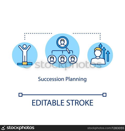 Succession planning concept icon. New leaders developing idea thin line illustration. Company key roles and leadership. Replacement planning. Vector isolated outline RGB color drawing. Editable stroke