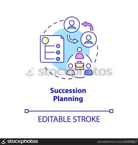 Succession planning concept icon. Senior position replacement. HR management abstract idea thin line illustration. Isolated outline drawing. Editable stroke. Roboto-Medium, Myriad Pro-Bold fonts used. Succession planning concept icon