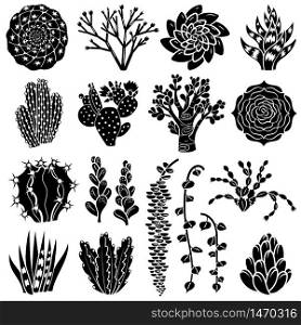 Succulent icons set. Simple set of succulent vector icons for web design on white background. Succulent icons set, simple style
