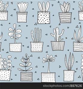 Succulent plant seamless pattern background. Vector illustration for fabric and gift wrap paper design.