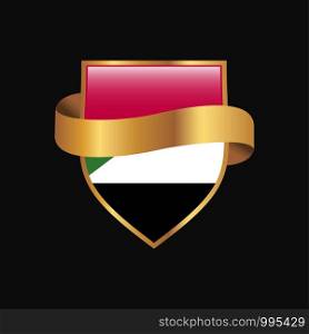 Sudan flag Golden badge design vector