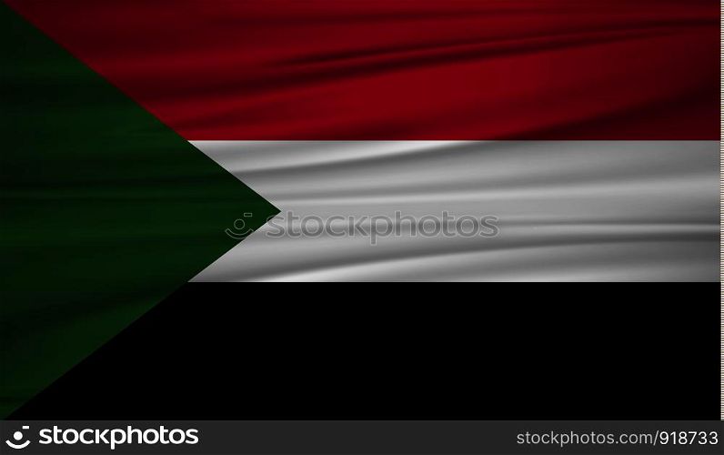 Sudan flag vector. Vector flag of Sudan blowig in the wind. EPS 10.