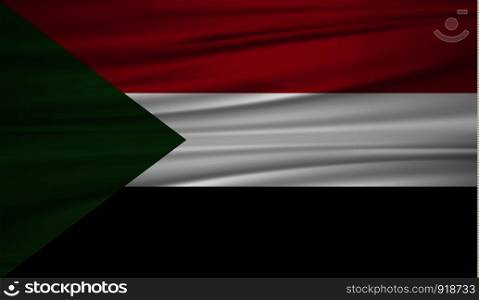 Sudan flag vector. Vector flag of Sudan blowig in the wind. EPS 10.