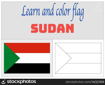 Sudan national country flag. original colors and proportion. Simply vector illustration background. Isolated symbols and object for design, education, learning, postage stamps and coloring book, marketing. From world set