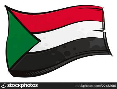 Sudan national flag created in graffiti paint style