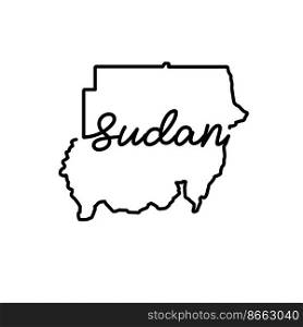 Sudan outline map with the handwritten country name. Continuous line drawing of patriotic home sign. A love for a small homeland. T-shirt print idea. Vector illustration.. Sudan outline map with the handwritten country name. Continuous line drawing of patriotic home sign