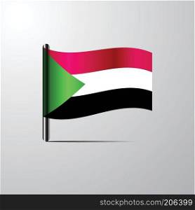 Sudan waving Shiny Flag design vector
