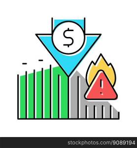 sudden change market trends financial crisis color icon vector. sudden change market trends financial crisis sign. isolated symbol illustration. sudden change market trends financial crisis color icon vector illustration