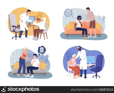 Sudden feeling of fear 2D vector isolated illustration. Intense terror. Panic attack flat characters on cartoon background. Reassuring colourful scene collection for mobile, website, presentation. Sudden feeling of fear 2D vector isolated illustration